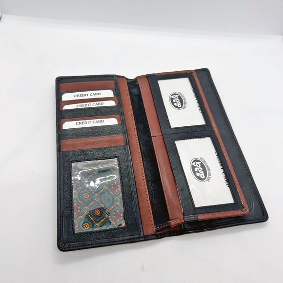 NEW soft leather billfold wallet, credit  cards, chequebook  holder, black brown - Picture 2 of 8